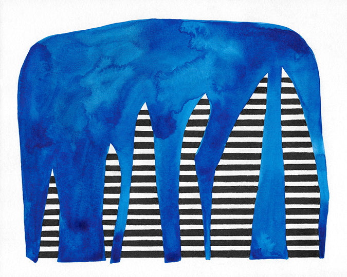 Blue elephant - Framed
