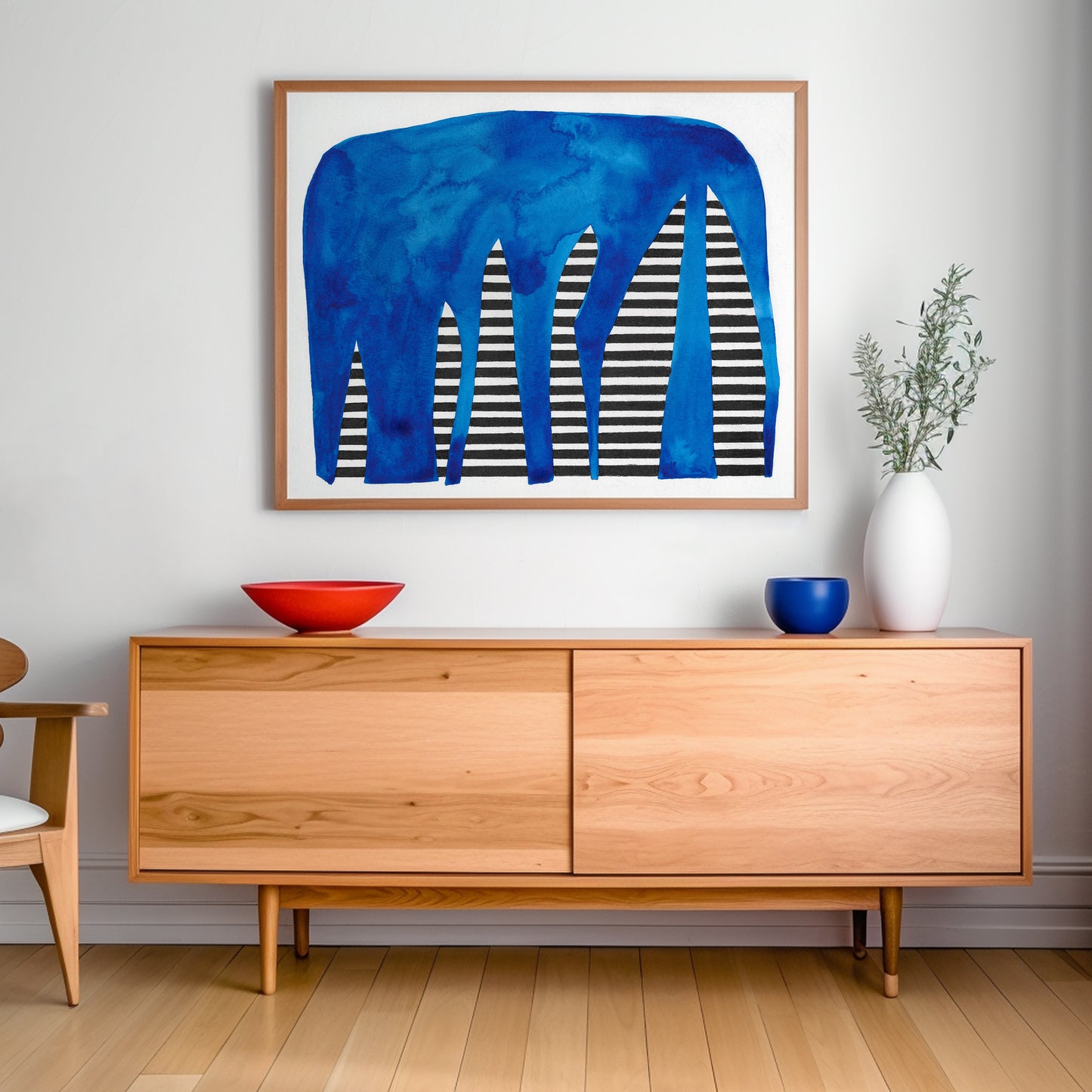 Blue elephant - Framed